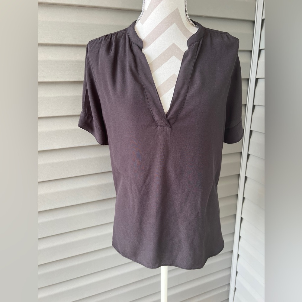 J. Crew Black Short Sleeve V Neck Pullover Top Women Sz M